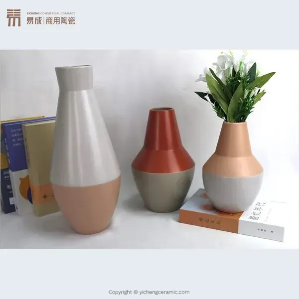 va2309 custom porcelain with in glaze decal reactive vase set 陶瓷花瓶