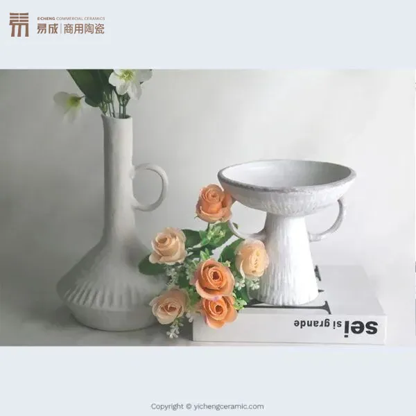 va2309 custom porcelain with in glaze decal reactive vase set 陶瓷花瓶