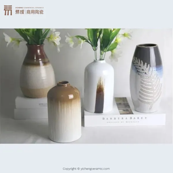 va2309 custom porcelain with in glaze decal reactive vase set 陶瓷花瓶