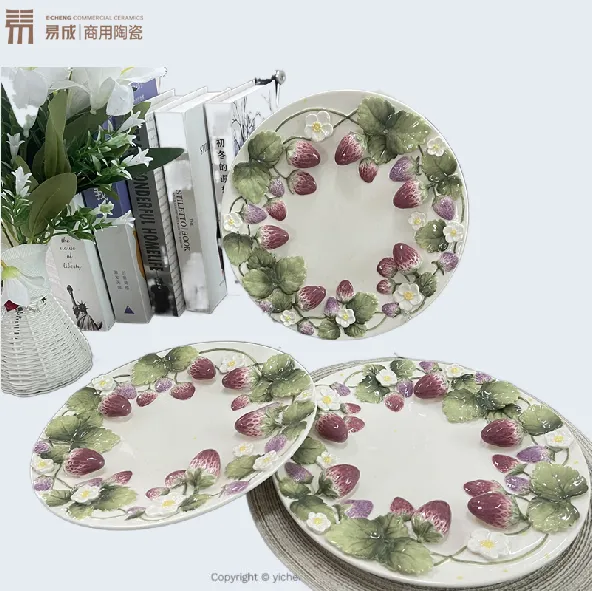 Cute Hand-painted Strawberry Dinner Plates in Bulk 5