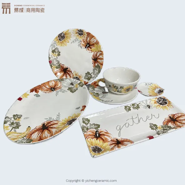 Custom Ceramic Tableware Set Pumpkin Design Plate and Bowl Set for Elegant Dining 5