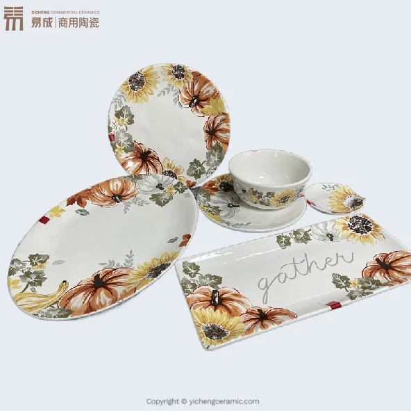 Custom Ceramic Tableware Set Pumpkin Design Plate and Bowl Set for Elegant Dining 7