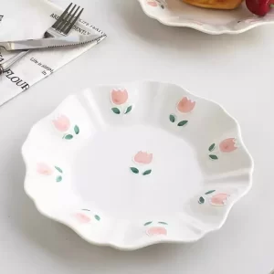 Wholesale Ceramic Plates With with Tulip Floral Relief 5