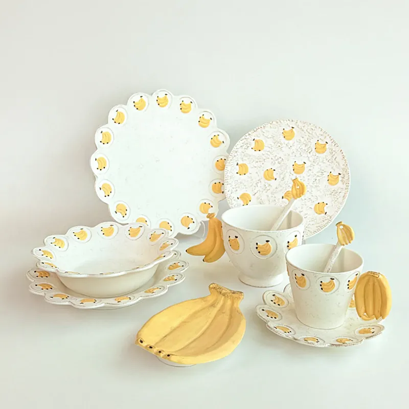 Ceramic Tableware Set in Bulk with Vintage Banana Design 4